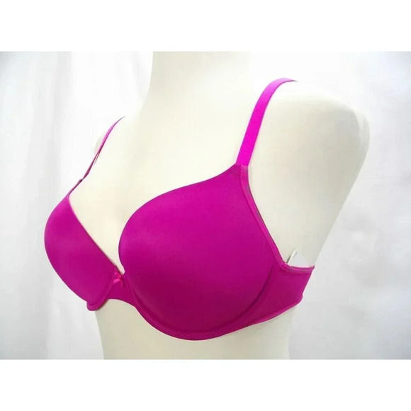 34A DKNY 458272 Heritage Logo Push Up Underwire Bra Bordeau Disco Pink NWT New - Picture 3 of 4